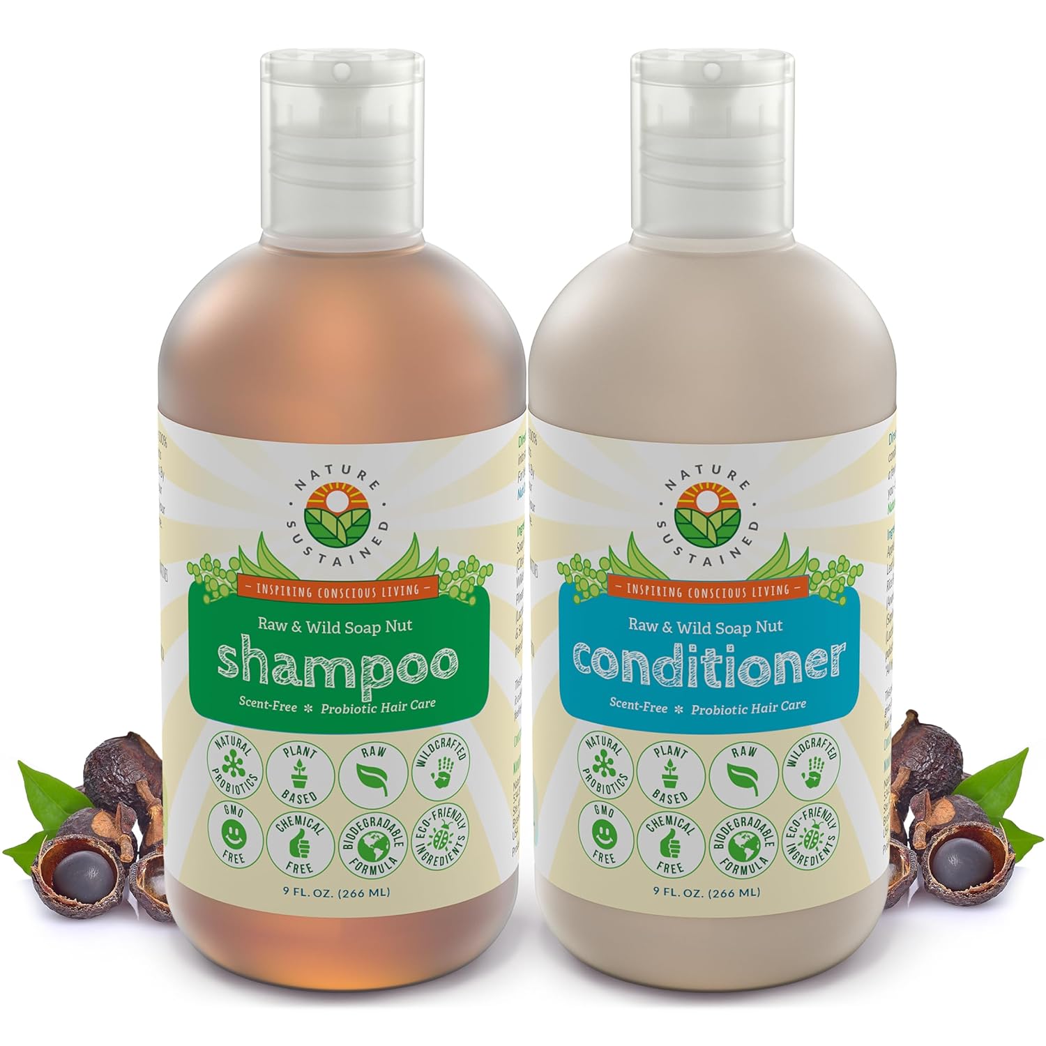クオリアBody Soap Organic Shampoo Treatment Nature Sustained Probiotic Shampoo, Conditioner, Body Wash Gift