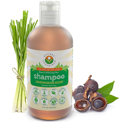 Picture of a 1 gallon bottle of Natural Shampoo scented with Lemongrass by Nature Sustained sustainable natural organic hair care products.