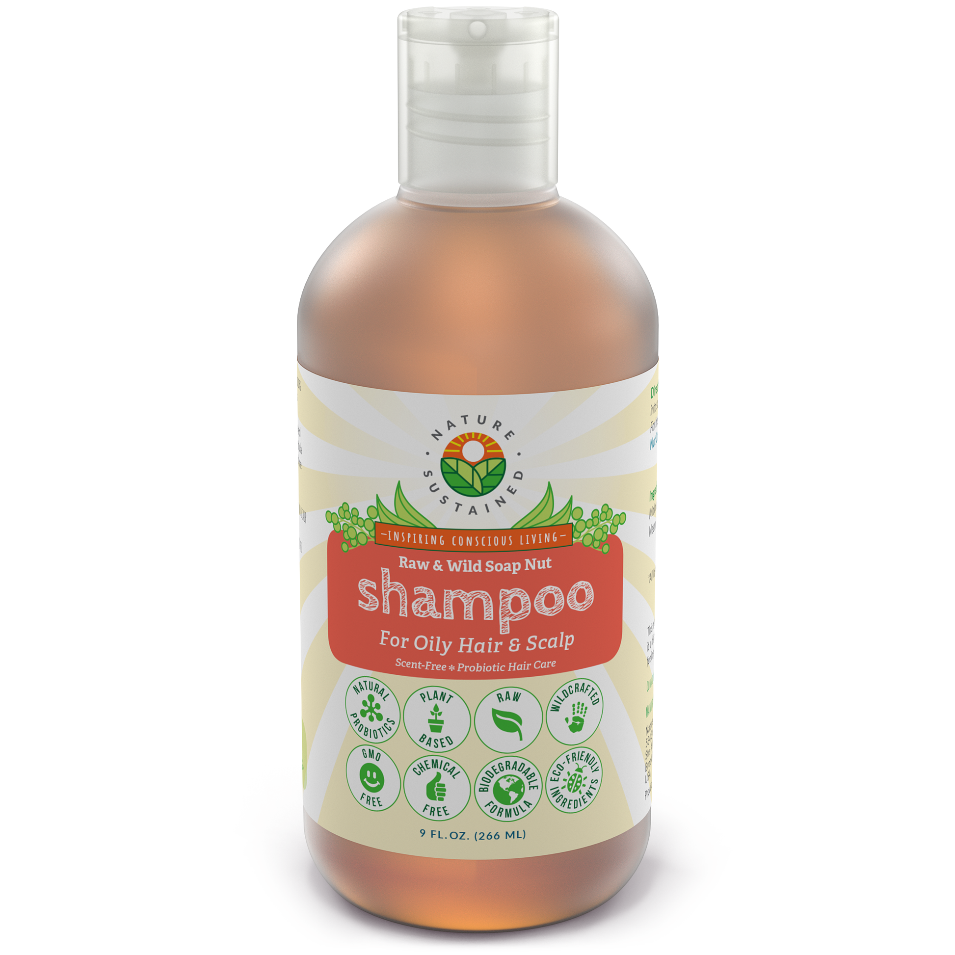 Picture of a bottle of Natural Shampoo for Oily Hair Unscented by Nature Sustained Organic Hair Care.