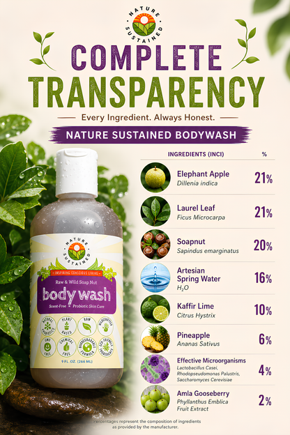 Natural Body Wash for Sensitive & Dry Skin - 9 fl oz